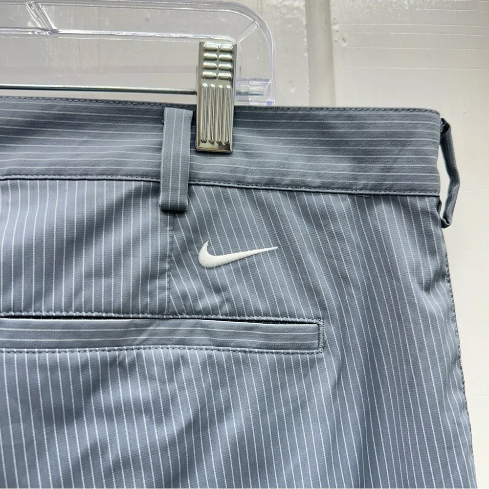 Nike Golf dri fit athletic pants grey white pin stripe men's chinos 38 x‎ 30